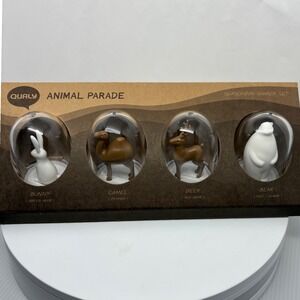 Qualy Animal‎ Parade Seasoning Shaker Set Bunny Camel Deer Bear New Salt Pepper
